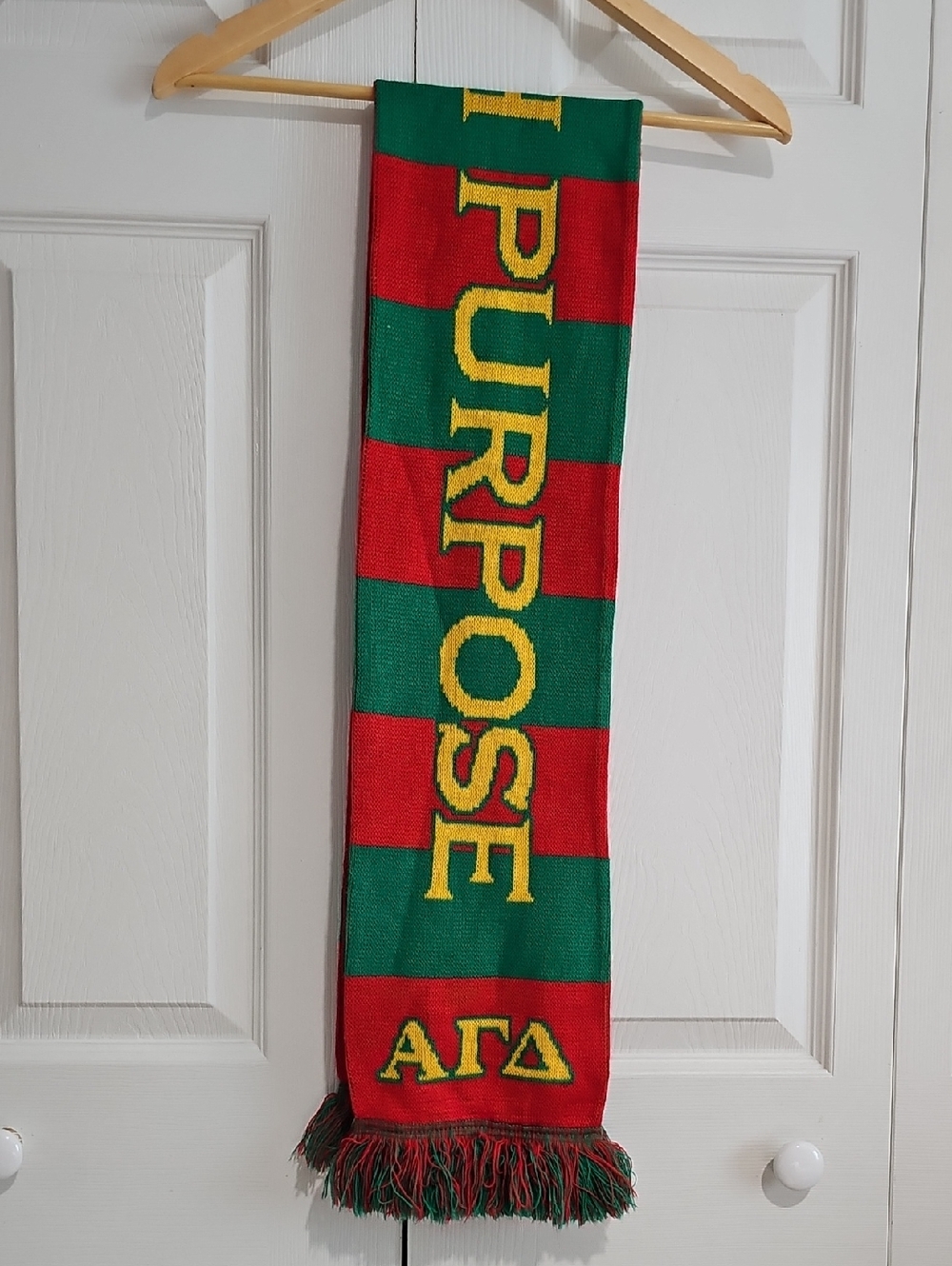 🔴🟢 Alpha Gamma Delta Scarf | RuffleNeck Sorority Knit Scarf